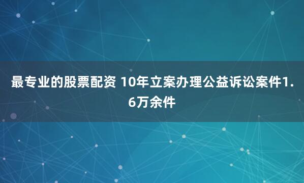 最专业的股票配资 10年立案办理公益诉讼案件1.6万余件